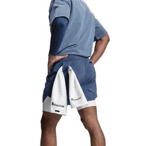 Short de sport classique à double couche pour hommes avec poches zippées Vêtements d'entraînement de fitness d'été pour la course à pied Service OEM disponible - Product Image 3