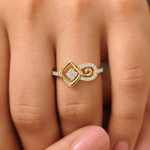 Bague de Mariage Florale en Or Jaune 14K 18K avec Diamant de Laboratoire Rond DEF VVS, Personnalisable OEM, Vente en Gros - Product Image 2
