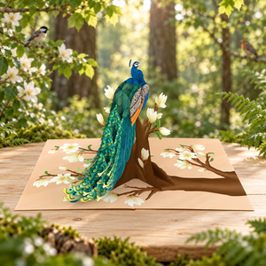 Tarjeta Pop-up 3D, Hermosa Tarjeta de Papel con Impresión UV de Animales, Recuerdo y Regalo, Artesanía en Papel Hecha a Mano, Tarjeta Hecha a Mano con Diseño de Pavo Real - Product Image 5