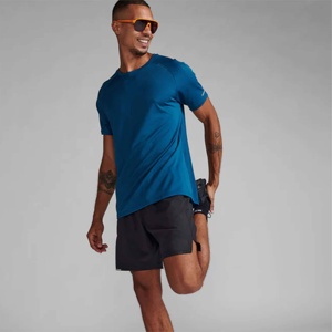 Camiseta Deportiva de Manga Corta para Hombre, Azul, de Secado Rápido, Corte Regular, Cuello Redondo, Estilo Jersey - Product Image 6