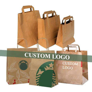 Bolsas de Papel Kraft Reciclables Impresas Personalizadas Clásicas de Alta Calidad con Asas de Cordón, Ecológicas, para Compras, con Laminación - Product Image 3
