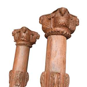 Columna Decorativa Tallada a Mano en Madera de Teca Sólida de Estilo Indio Vintage para Proyectos de Templos, Villas y Hoteles |   Mix Match 1 Contenedor - Product Image 4