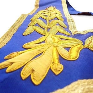 Collar de Oficial Masónico Azul con Bordado a Mano en Oro, Collar de Oficial Bordado Personalizado de Alta Calidad - Product Image 2