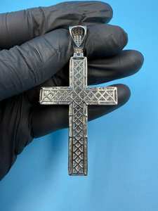 Colgante de Cruz de Plata de Ley 925 con Moissanita VVS, Joyería Fina con Moissanita, Regalo Religioso para Fiestas, Colgantes y Amuletos - Product Image 2