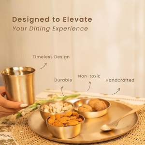 ชุดอาหารค่ำคาซ่าแบบพรีเมียม 100% ผลิตด้วยมือ ทันสมัย ใช้ซ้ำได้ พกพาสะดวก ปลอดสารพิษ ทนทาน ใช้กับเครื่องล้างจานได้ จาน ชาม - Product Image 1