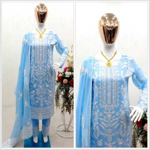Ensemble de vêtements de soirée pour femmes de créateur avec haut brodé Sarara Dupatta - Product Image 2