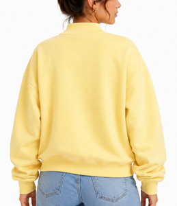 Sweat-shirt oversize à col montant pour femme Love Travel, 100 % coton, broderie appliquée lettres grecques, pull décontracté éco-responsable - Product Image 3