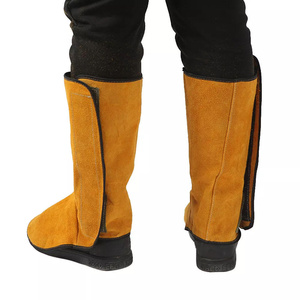 Couvre-chaussures en cuir de vachette pleine fleur robuste, résistant à la chaleur et aux étincelles, pour la lutte contre les incendies et les travaux de construction, vêtements de sécurité professionnels. - Product Image 4