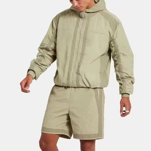 Wholesale Custom Casual <b>Summer</b> Windbreaker Short Set <b>Men</b> Women High Waist Breathable Colored Polyester/Cotton Satin Solid - Product Image 4