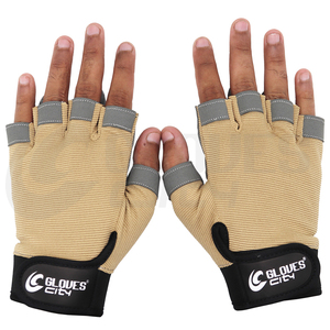 Guantes Deportivos Unisex de Medio Dedo, Transpirables, de Cuero, para Levantamiento de Pesas, Ciclismo, con Correa Ajustable para la Muñeca - Product Image 3
