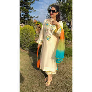 Ensemble Dupatta haut-bas pour femme avec séquence de broderie lourde Travail Design fantaisie élégant - Product Image 2