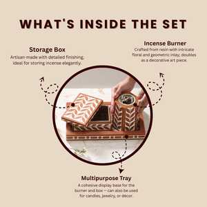 Juego de quemadores de incienso de lujo PearlVista, soporte de incienso artesanal con incrustaciones de hueso y mosaico, con un elegante diseño personalizado. - Product Image 4