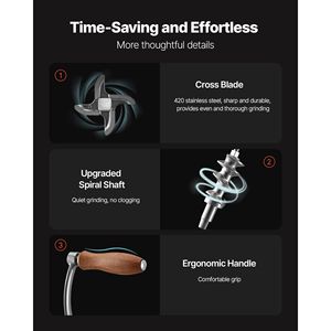 Hachoir à viande manuel en acier inoxydable 304 avec manivelle, pince de table et embout à saucisses, 2 plaques de découpe pour volailles et outils à viande - Product Image 5