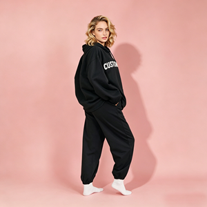Ensemble sweat-shirt col montant et pantalon pour femme 2026 – Coupe oversize, court, pour adolescentes, ample, manches longues, hiver - Product Image 4