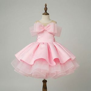 High-End Girls Satin Princess Dress Big Bow Tulle <b>Skirt</b> Kids Formal Dress Wholesale for Kid 1 - 12 years - Product Image 2