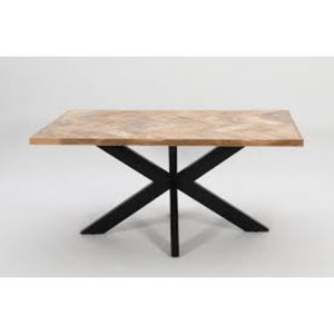 Table à manger industrielle moderne, plateau en bois, pieds en métal, rectangulaire, 6 places, meubles de maison, design stable, Chandni CCMIF-269, sans assemblage - Product Image 3