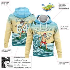 Sweat-shirt à capuche en polaire personnalisé, dégradé jaune et bleu, avec poche, unisexe, nom et numéro d'équipe imprimés, respirant, hiver - Product Image 2