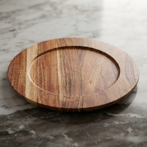 Plato Redondo de Madera Ecológico Desechable para Servir en Bodas, Diseño Moderno Hecho a Mano, Acabado Pulido, Madera Sólida - Product Image 1