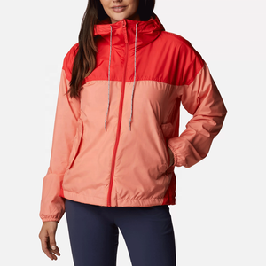 Veste coupe-vent à capuche bicolore pour femme, légère, imperméable, pour sports de plein air, décontractée, avec blocs de couleur, fermeture éclair intégrale - Product Image 2