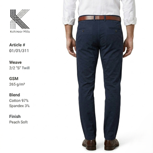 Pantalones Chinos Elásticos Azul Marino Personalizados para Hombre, Algodón y Spandex, 265GSM, Corte Slim Fit, Fabricante OEM ODM - Product Image 4