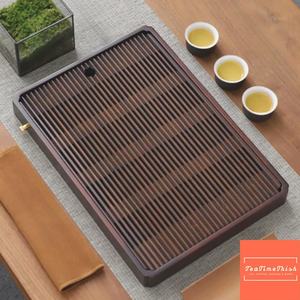Bandeja de Té de Madera Oscura de Lujo, Elegante Tabla de Servicio de Bambú para Gongfu, Mesa de Té Estilo Japonés, Acabado Liso en Nogal, Decoración para el Hogar, Regalo - Product Image 4