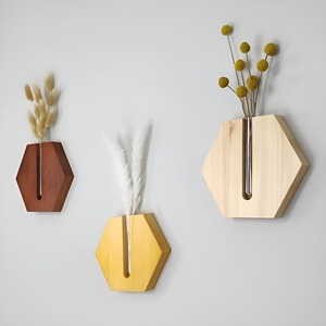 Macetas Colgantes de Madera Geométricas para Decoración de Paredes Interiores, Macetas Modernas de Madera en Oferta - Product Image 2