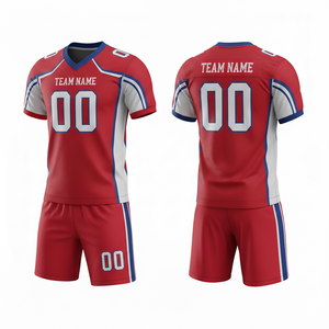 Custom Sublimated Breathable American Football Uniform Jersey Shorts Set Front Logo Position 100% Polyester Anti-Bacterial Quick - Product Image 5