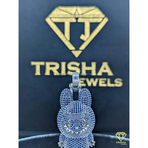 Pendentif Iced Out entièrement serti de diamants Moissanite, Breloque Labubu, Bijou Hip Hop de Luxe, Pendentif Statement Scintillant par Trisha Jewels - Product Image 2