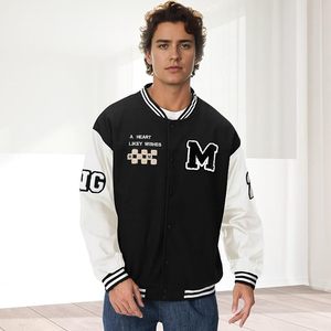 เสื้อแจ็คเก็ตทีมกีฬาสำหรับผู้ชาย เสื้อแจ็คเก็ตบอมเบอร์แบบ Letterman สไตล์โมเดิร์นสำหรับผู้ชาย - Product Image 1