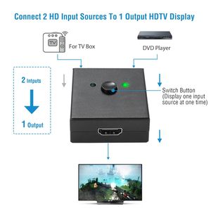 Adattatore Switch Bidirezionale HD 1x2 2x1 4K HDTV Splitter Convertitore Hub Commutatore Manuale Supporta Video 3D 1080P - Product Image 3