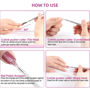 Outil professionnel pour le soin des ongles, pousse-cuticules, outil pour le nail art, éliminateur de cuticules, outil à ongles double extrémité en acier inoxydable - Product Image 4