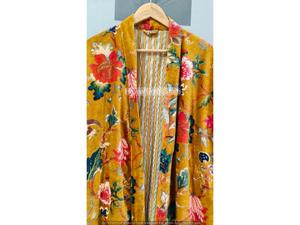 Robe de chambre en velours de luxe, robe kimono en velours et coton, peignoir, robe de mariée, peignoir d'hiver pour femmes et hommes - Product Image 5