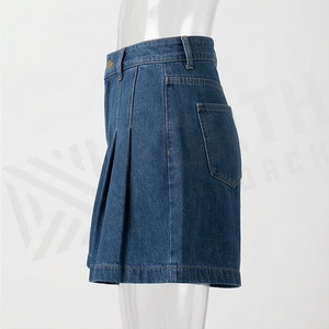 Shorts plissés taille haute pour femme, en jean, grande taille, confortables et respirants, tenue premium pour l'été - Product Image 3