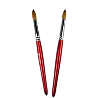 Pinceau à ongles en acrylique avec logo personnalisé, poils de Kolinsky, manche en bois rouge, outils de salon pour techniciens en ongles, création d'art des ongles