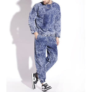 Men's <b>Tie</b> <b>Dye</b> Sweatshirt And Pants <b>Set</b> Full Sleeve Crew Neck Loose Fit 100% Cotton Breathable Casual Tracksuit Spring Wear - Product Image 2