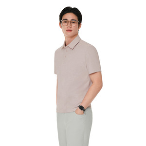 Camiseta de Punto de Manga Corta para Hombre, Color Sólido, Estilo Japonés Informal, Cuello Gris Claro, Talla Grande, Transpirable - Product Image 1