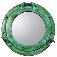 Kaca Cermin Porthole Bulat 10 Inci Bergaya Nautikal, Desainer Aluminium, Dekorasi Rumah untuk Kapal, Cermin Rias