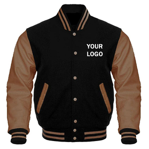 B2B Black Varsity <b>Jackets</b> With Yellow Trim <b>Leather</b> Sleeves Custom Embroidered Logo Front Casual Style Collar - Product Image 2