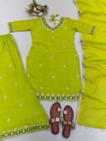 Ensemble Salwar en polyester brodé rose avec dupatta, tenue traditionnelle indienne et pakistanaise pour mariage, coupe ample longueur cheville pour femme