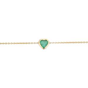 14K <b>Gold</b> Bezel Set Emerald Heart Bracelet-Vintage Tennis Style for Her - Product Image 2