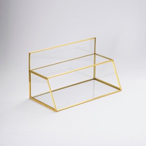 Boîte à bijoux classique en métal et verre, conteneur de rangement décoratif pour souvenirs, organisateur de bibelots transparent avec couvercle à charnière - Product Image 5