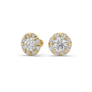 Boucles d'oreilles en or massif 14 carats avec diamant de laboratoire rond brillant de 3,96 carats, certifié IGI, style unique, légères, idéales pour mariage ou cadeau de fête - Product Image 6