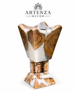 Artenza Decor - Soporte Redondo para Pastel con Incrustaciones de Hueso, Pedestal Floral para Postres, Soporte Decorativo Negro para Servir en Mesa de Fiesta - Product Image 2