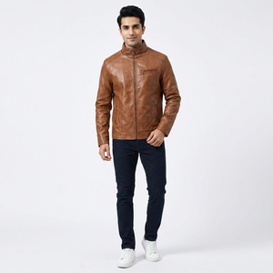 Chaquetas de cuero de invierno fabricadas en fábrica por un fabricante profesional, en oferta, con cuello alto, de piel de vaca y lona, diseño ODM para hombre. - Product Image 6