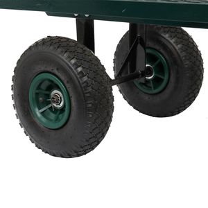 Carrello da Giardino Quadrato a Quattro Ruote in Ferro e Legno Verde RT 86*46*97cm per Rimorchi Agricoli - Product Image 5