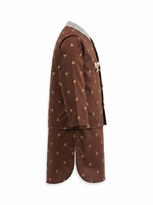 Conjunto Formal de Kurta Bordada en Algodón Marrón para Bebés Niñas con Falda a Juego, Traje Tradicional hasta la Rodilla para Bodas y Fiestas - Product Image 5