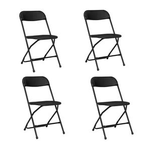 Set di 4 Sedie da Giardino Pieghevoli Classiche in Plastica Nera - Stampate a Iniezione - Product Image 2