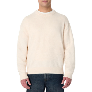 Pull col rond pour homme, bleu marine, manches longues, 100% acrylique, anti-boulochage, tricoté, couleur unie, pour l'automne - Product Image 3