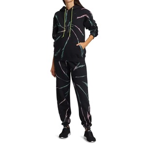 Sudadera con Capucha Tie Dye Personalizada para Mujer, Estampado en Espiral Negro, Sudadera con Bolsillo Canguro, Ropa Urbana, Venta al Por Mayor OEM - Product Image 2