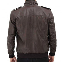 Blouson aviateur en cuir de vachette noir pour homme, col montant, fermeture éclair, manches classiques, couleur unie, hiver, finition écologique